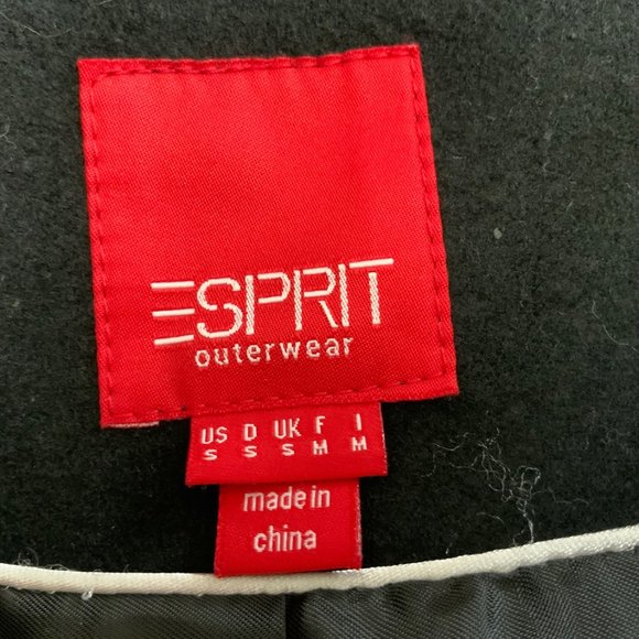 Esprit Outwear Trench Wool Single breasted Coat Overcoat Pockets Black S Small - Picture 14 of 16